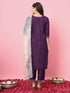 Purple Silk Blend Pant Suit 190069 Back View